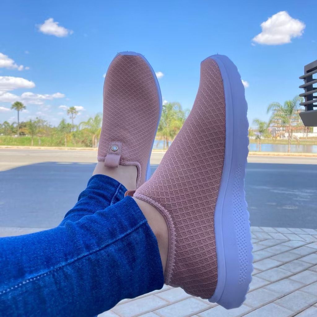 Tênis Com pedrinha Feminino Academia - Tenis Feminino Meia Sapato Casual Confotável Sem Cardaço