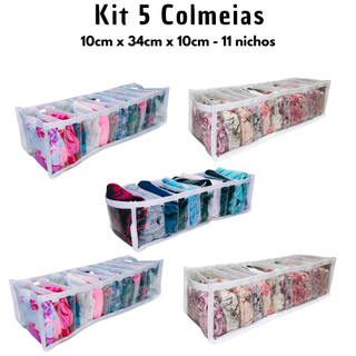 Kit 5 Colmeias Organizadoras PP para Gavetas Organizador Guarda Roupa Calcinha Cueca Meia Bebes
