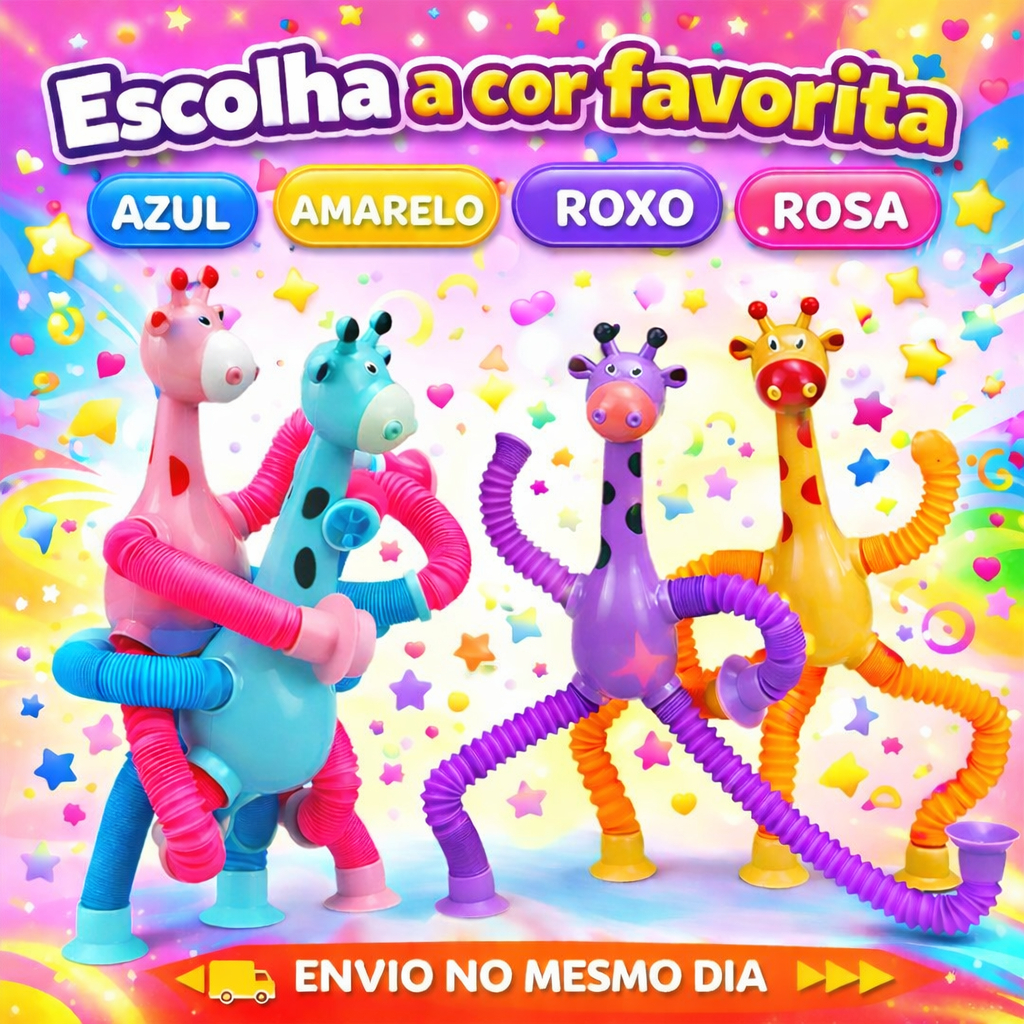 Kit 1/2/4 girafas estica e gruda melman pop it tubo tiktok com luz brinquedo para crianças promoção em Oferta na Shopee
