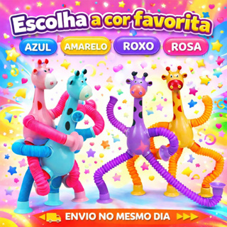 Kit 1/2/4 girafas estica e gruda melman pop it tubo tiktok com luz brinquedo para crianças promoção em Oferta na Shopee