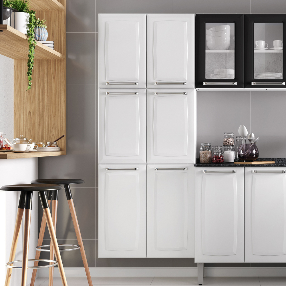 Paneleiro Itatiaia Luce Branco 6 Portas Organização e Estilo