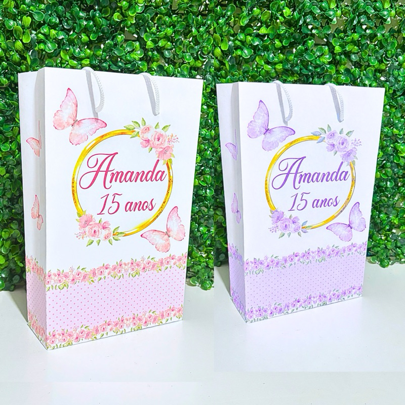 Sacolinha Surpresa Personalizada Jardim encantado das borboletas | Lembrancinhas | Festa Aniversário