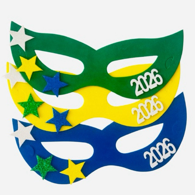 kit Máscara COPA estrela 2026 LISA, para escola, carnaval , copa do mundo LISA