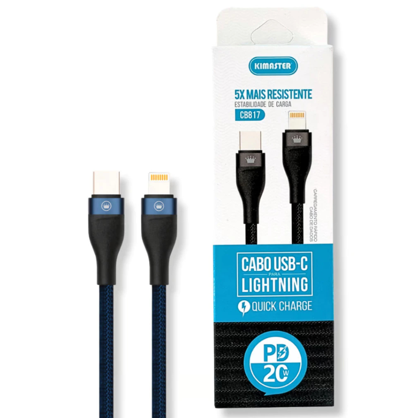 Cabo Kimaster USB Lightning para iPhone Carga Rápida e Sincronização Original