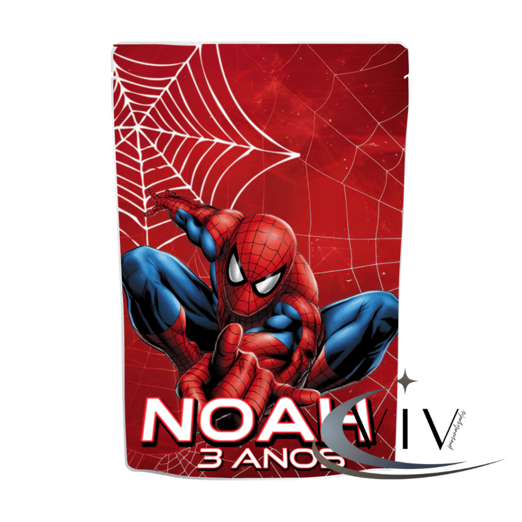 SAQUINHO ZIPLOCK 10x15 Homem Aranha – STAND UP POUCH PERSONALIZADO - lembrancinha | aniversário
