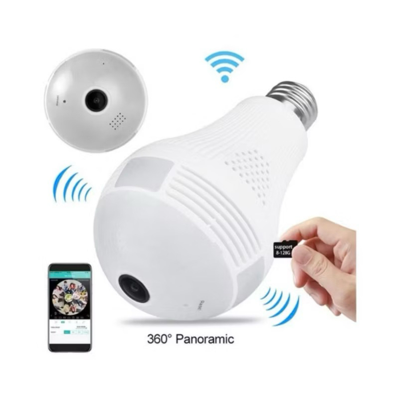 Lâmpada Espiã Câmera Visão Noturna Ip Led Wifi Hd Panorâmica em Oferta na Shopee
