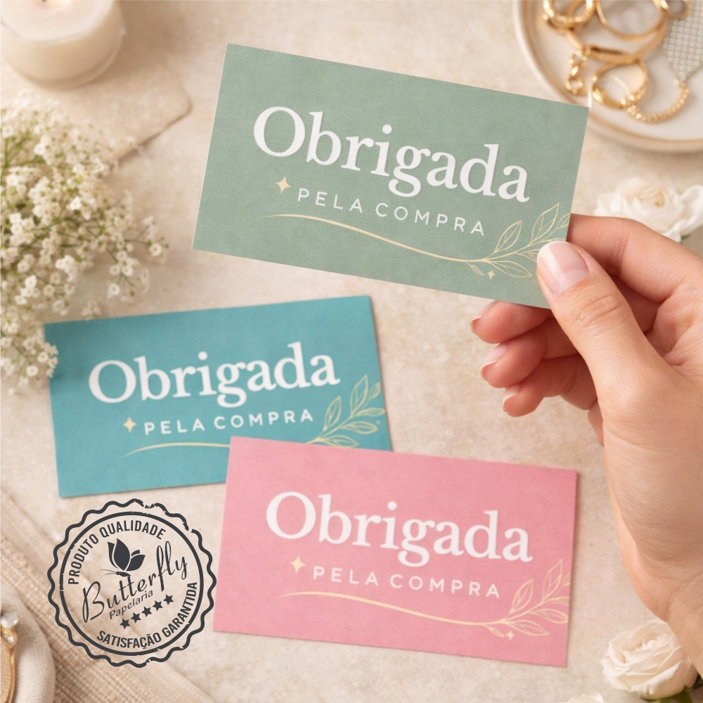 Cartão de Agradecimento ao Cliente "Obrigada pela Compra" | Tag para Lojas, Embalagens e Envio em Oferta na Shopee