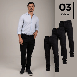 Kit 3 Calça Masculina Jeans Slim Original Elastano Lycra Estica Muito Skinny Tradicional Trabalho em Oferta na Shopee