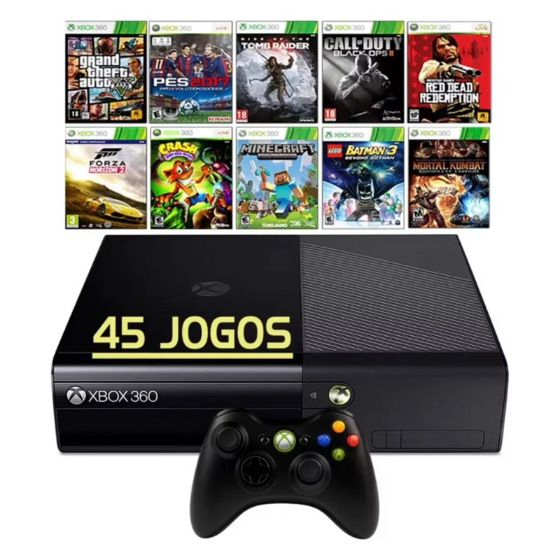 XBOX 360 DESBLOQUEADO COM HD EXTERNO 500GB E 45 JOGOS ENVIO DE IMEDIATO NO MESMO DIA