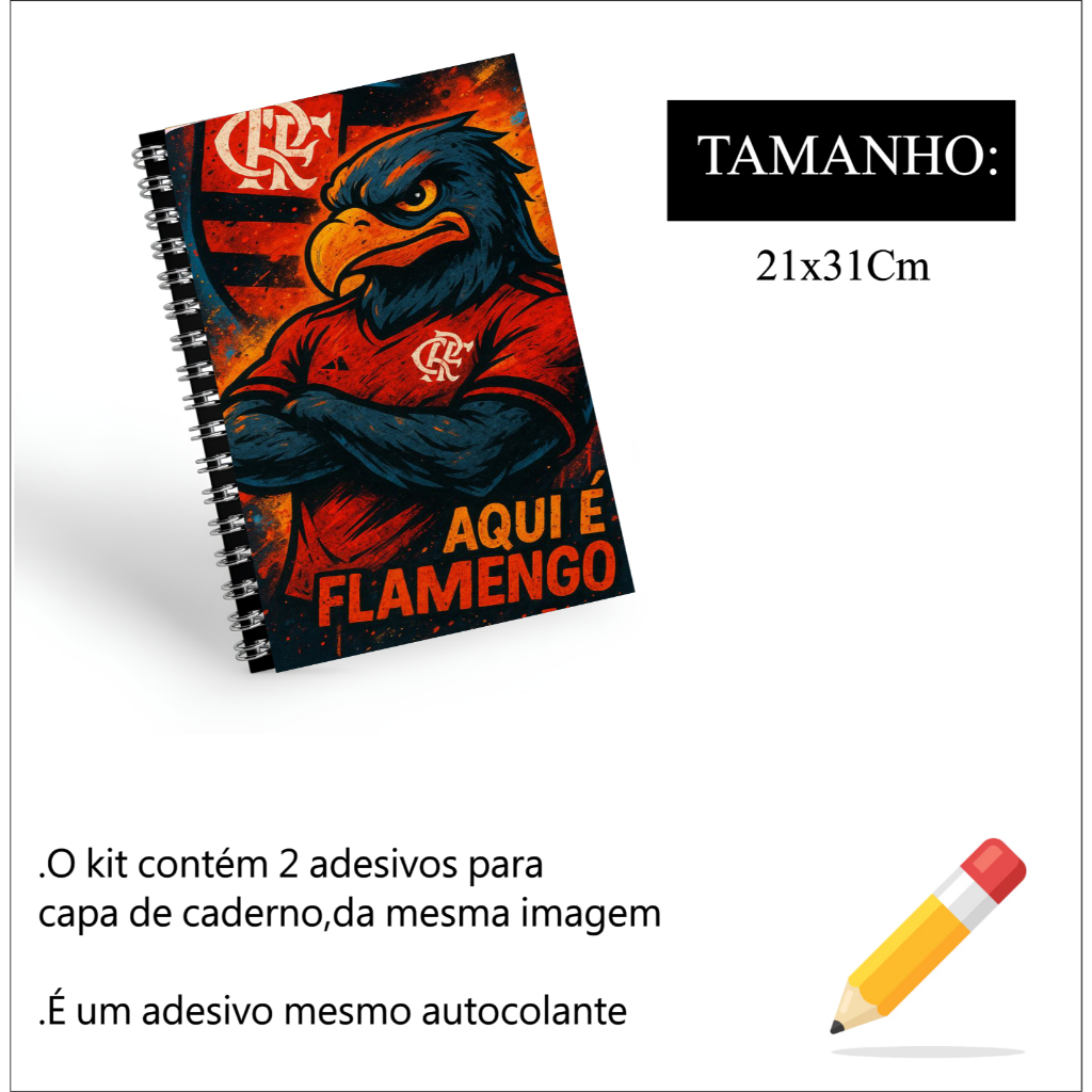 KIT 2 CAPAS PARA CADERNO MENGO FLA MENGO LINDO VERMELHO MENINO MENINA 21X31CM DECORACAO