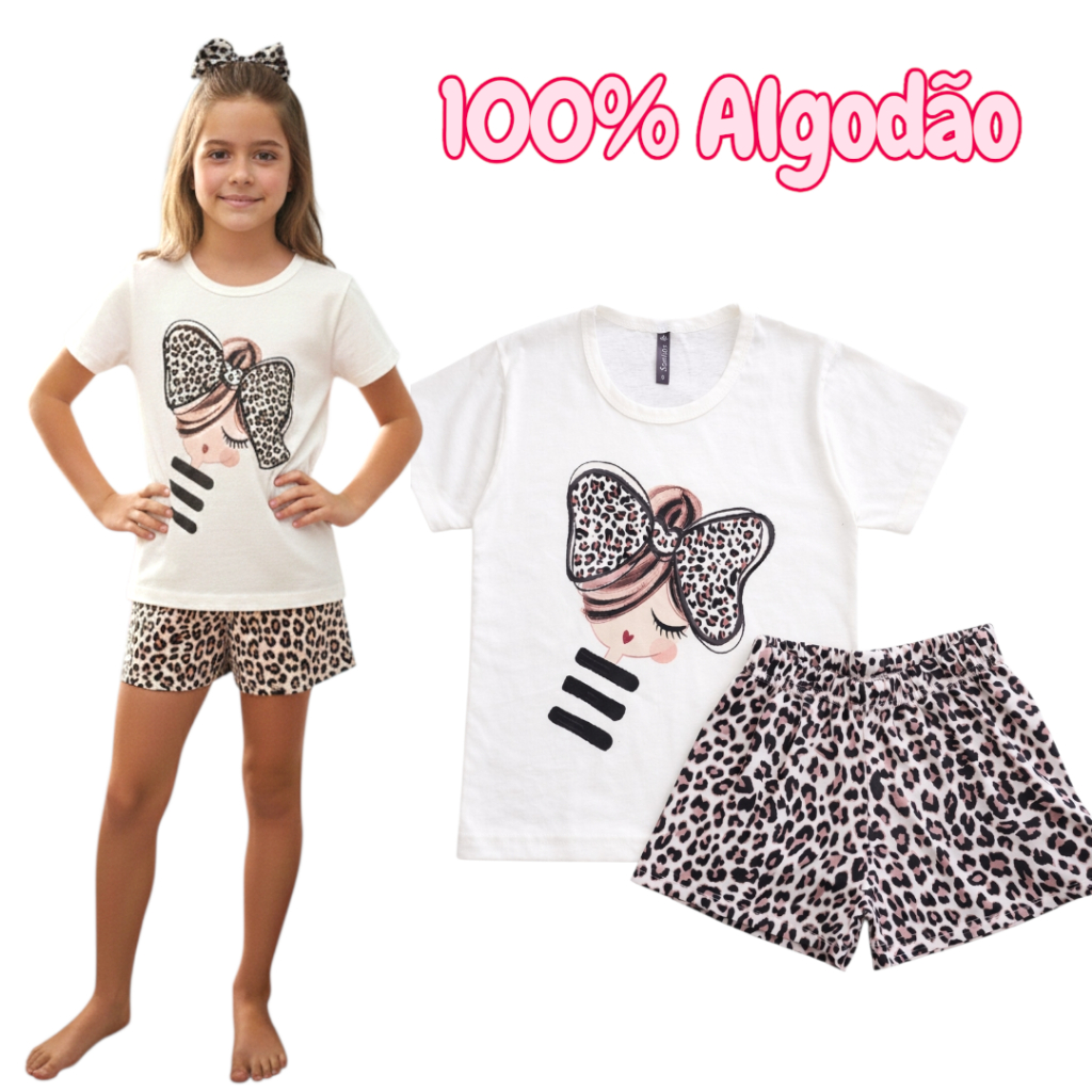 Conjunto Pijama Infantil Menina 100% Algodão