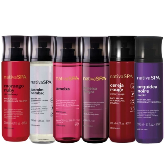 Desodorante Colônia Body Splash Nativa SPA 200ml ( ameixa/ negra / jasmim /merlo ).