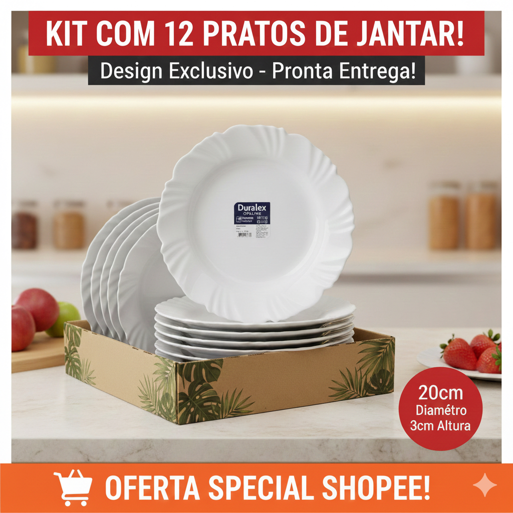 Kit Jogo Prato Pétala Nadir Duralex Prato Fundo Porcelana Jantar Mesa Posta Cozinha