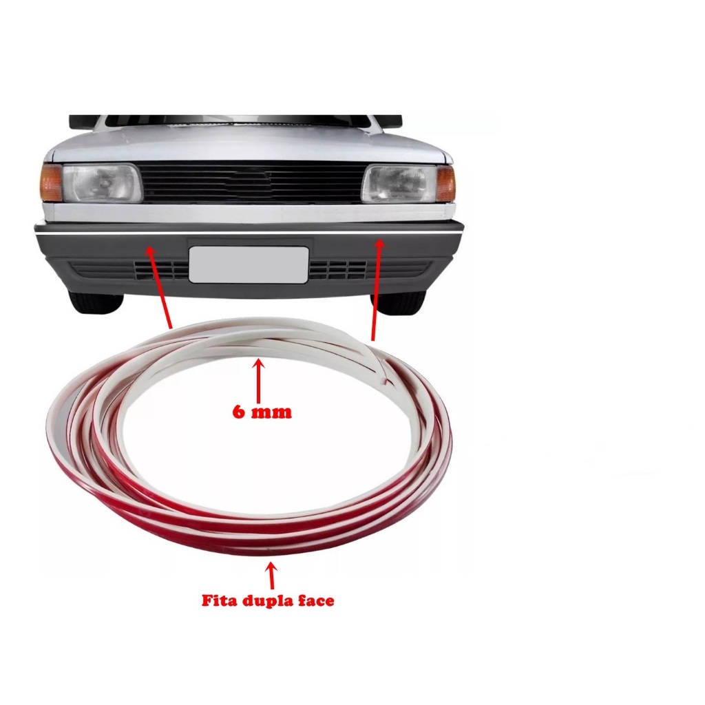Kit Friso Parachoque Gol Gti Gts Parati Voyage 89/94 Branco Friso Para-choque Vw Gol Gti Gts Gls 88 89 90 91 92 93 94