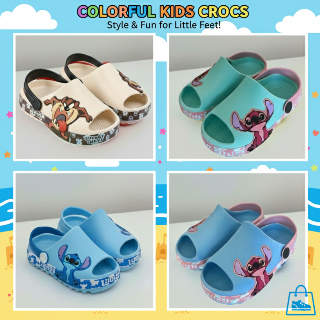 Sandália Infantil Stitch Menina Menino  Baby Confortável Antiderrapante Azul Verde Rosa Lançamento