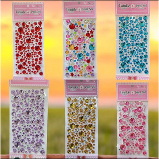 5 Folhas Adesivos Acrílicos Coloridos De Rhinestone Deco DIY Material Mini Decalques Stickers Festa Carnaval Brilho
