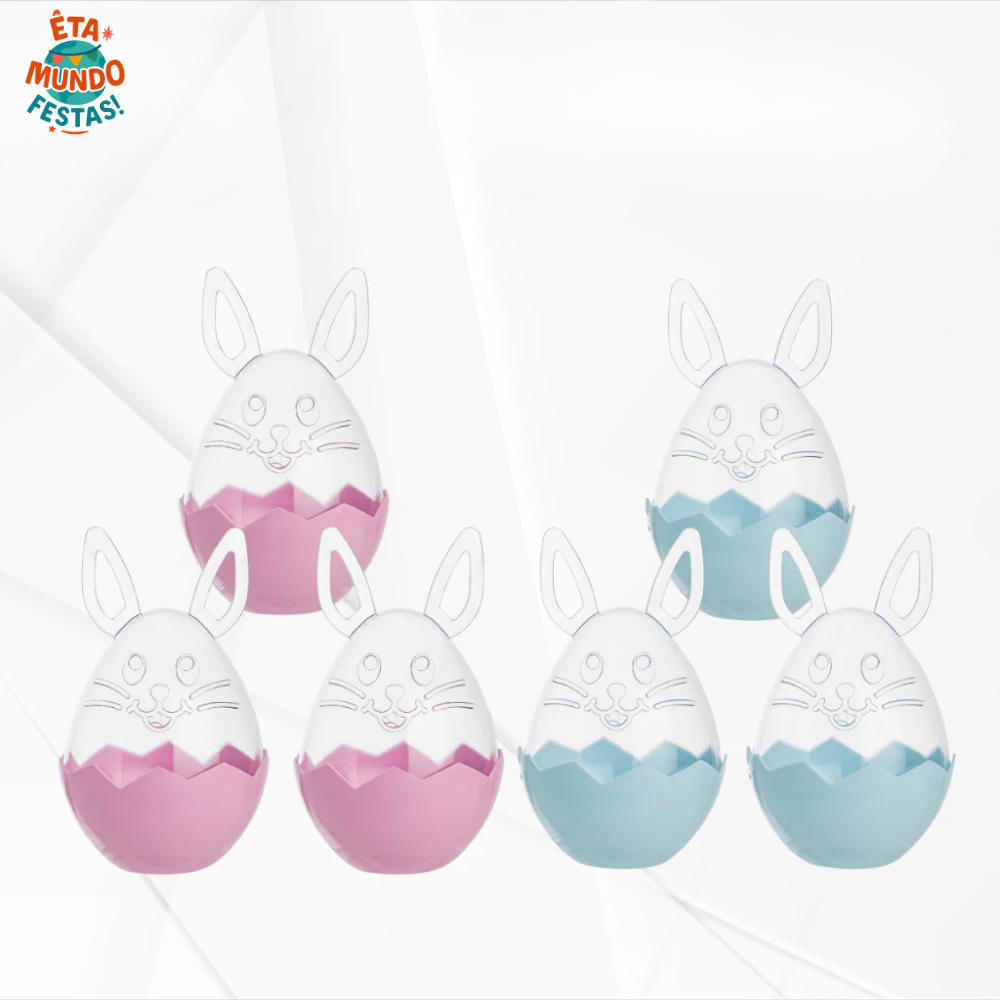 KIT PASCOA 6 CESTA COELHO PARA CHOCOLATES E BRINDES - VARIAS CORES OFICIALPLAST