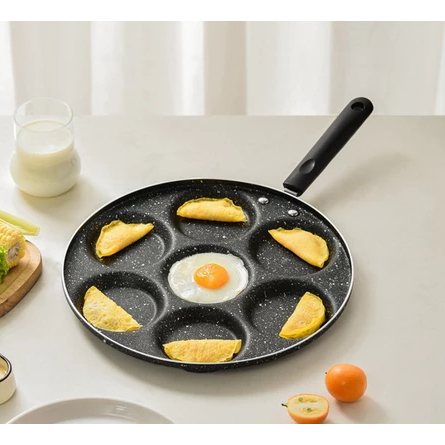 Frigideira Multifuncional Antiaderente Com 7 Furos Ovos Fritos Hambúrguer Omelete