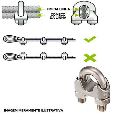 Clips Grampo P/cabo De Aco  Academia com 10 unidades.