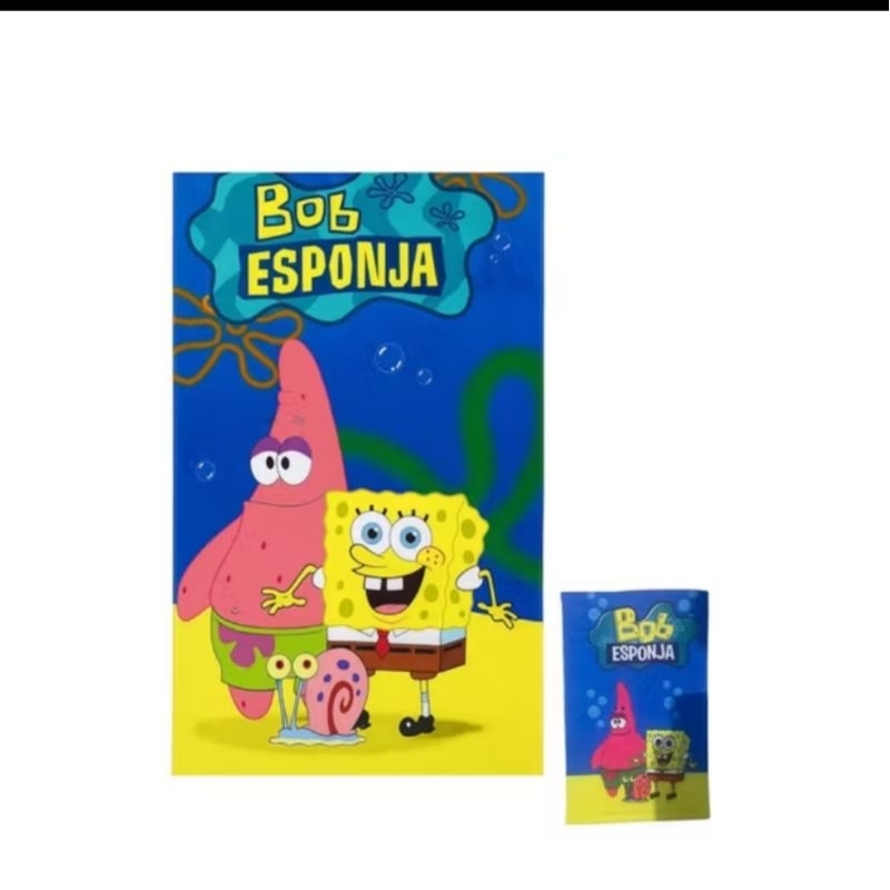 Kit Toalha de Banho e Praia + Toalinha de Rosto do BOB Esponja. Entregar Rápida.