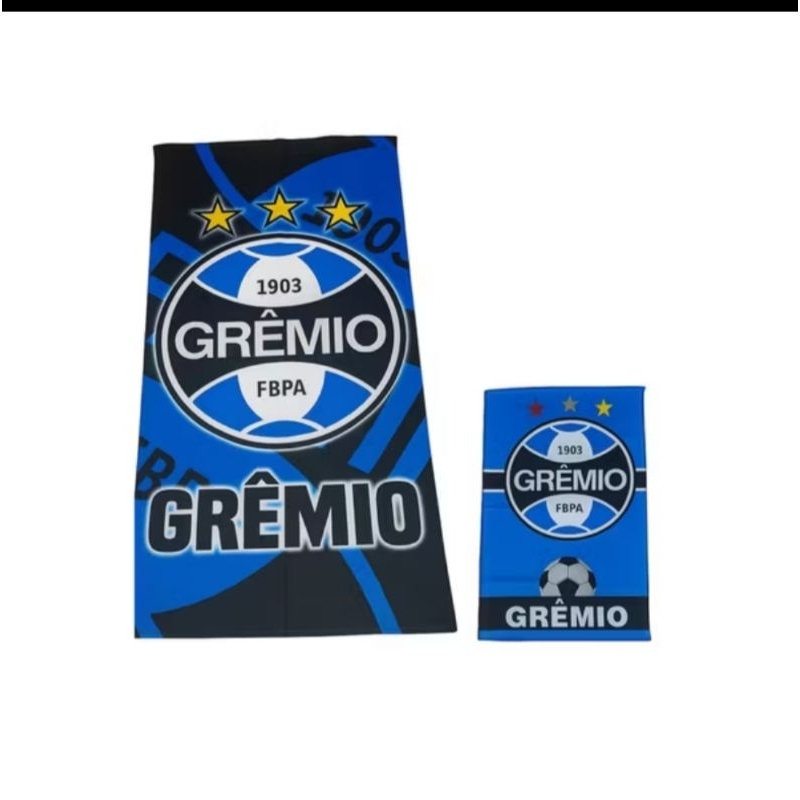 Kit Toalha de Banho e Praia + Toalinha de Rosto do Grêmio. Entregar Rápida.
