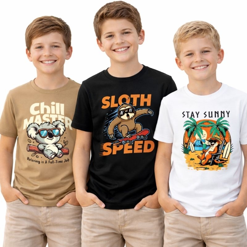 Kit 3 Camisa Camiseta Estampada 100% Algodão Premium Menino Volta as Aulas Criança Juvenil Infantil