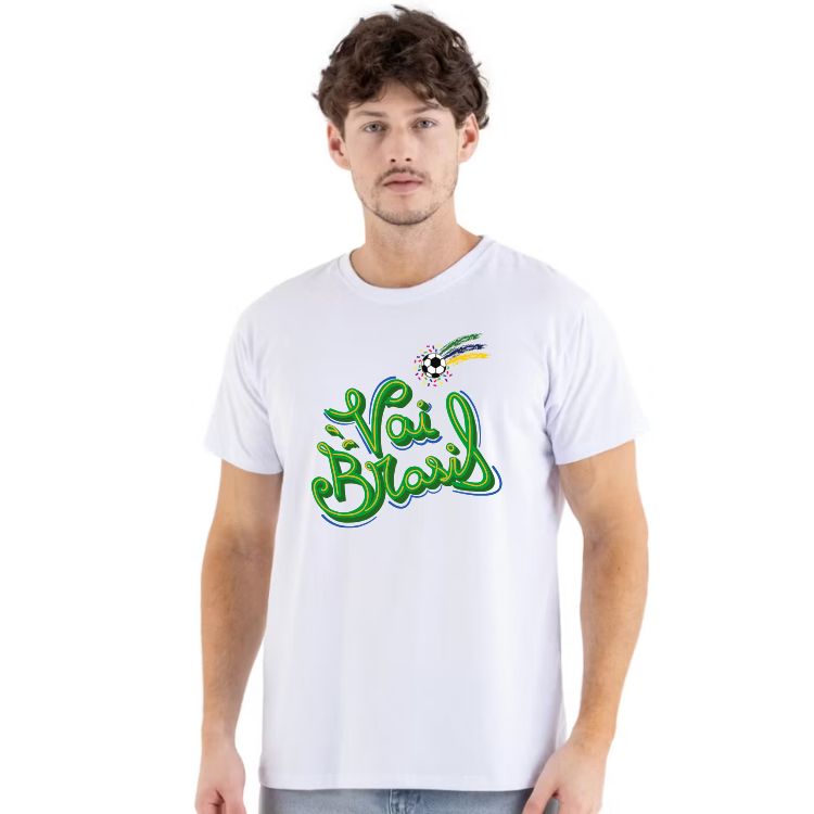Camiseta Copa do Mundo 2026 Brasil Futebol Masculina Feminina 100% Algodão Premium