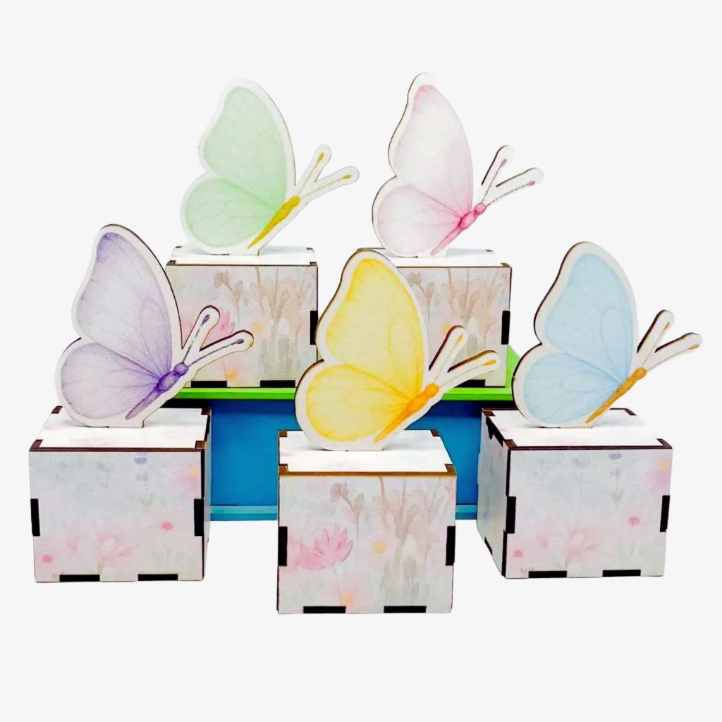 5/10/15/20PCS Mini Cubos Borboleta em MDF - Lembrancinha Porta Bombom Caixinha em Oferta na Shopee