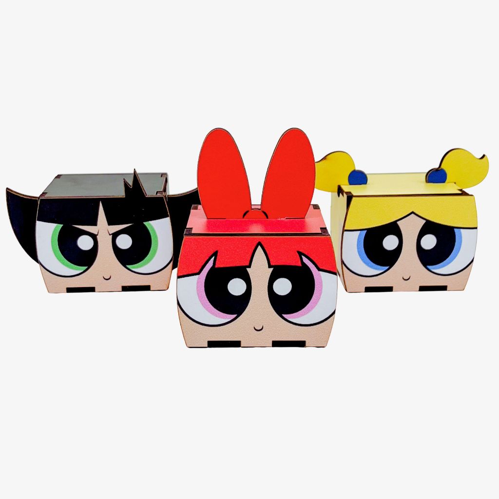 5/10/15/20PCS Mini Cubos Meninas Super Poderosas em MDF - Lembrancinha Porta Bombom Caixinha em Oferta na Shopee