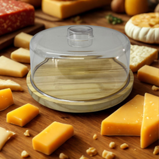Queijeira de Madeira e Tampa Acrílica Premium Porta Queijos Grande 25 cm em Oferta na Shopee