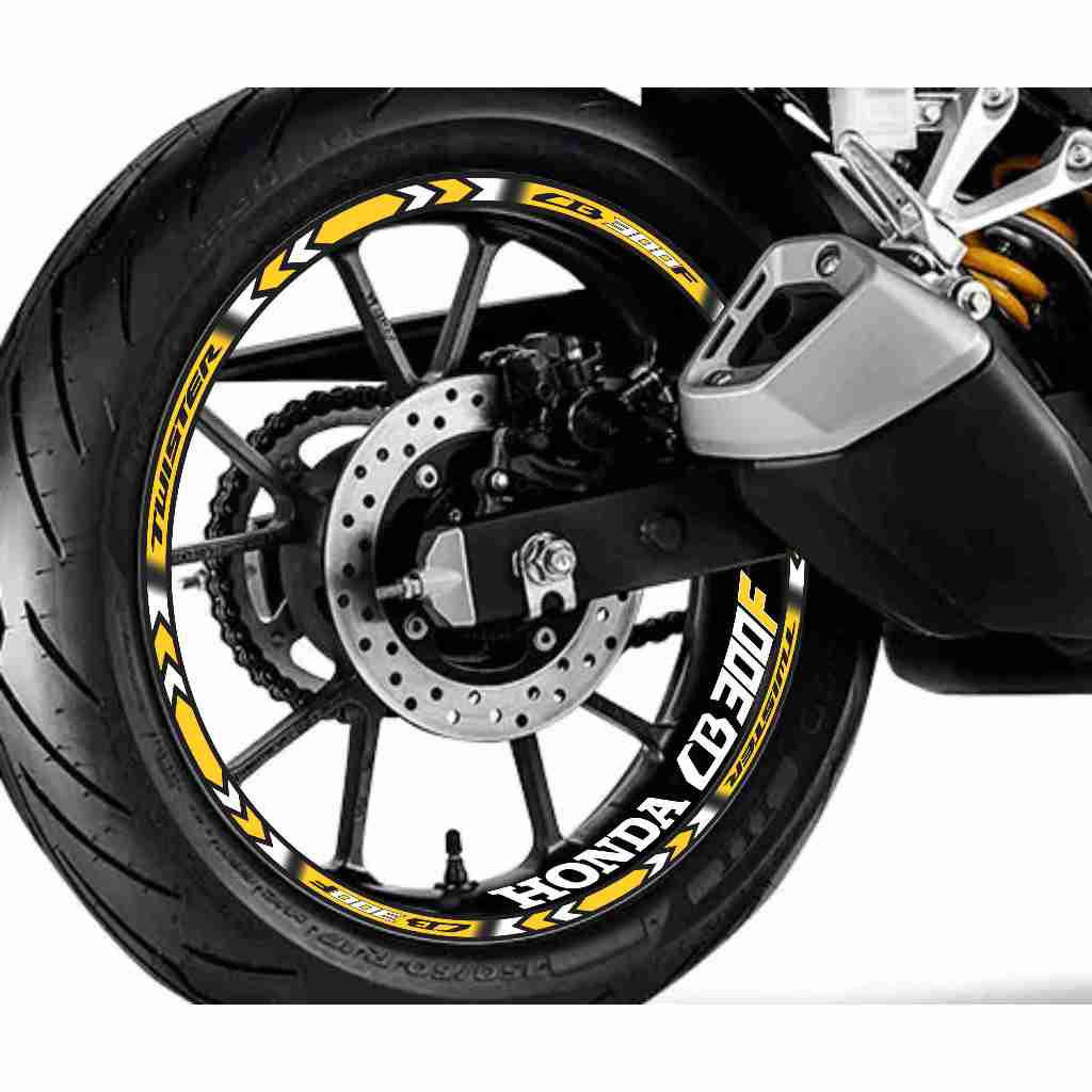 Adesivo Friso Refletivo Roda Moto Honda Twister CB 300F + adesivos internos amarelo