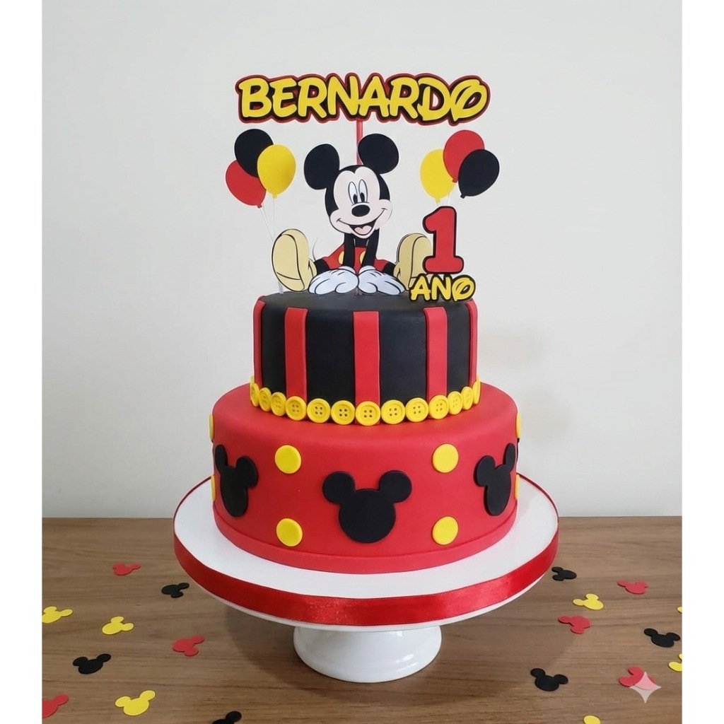 Topo de bolo - Mickey - personalizado - mêsversário - festa infantil - lembrancinhas - aniversários- topper - papelaria