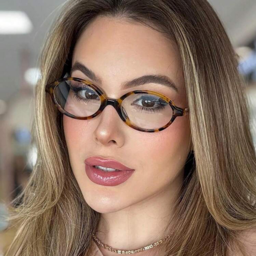 Óculos Miu Oval Retrô Tartaruga Blogueira Nova Moda Vintage em Oferta na Shopee