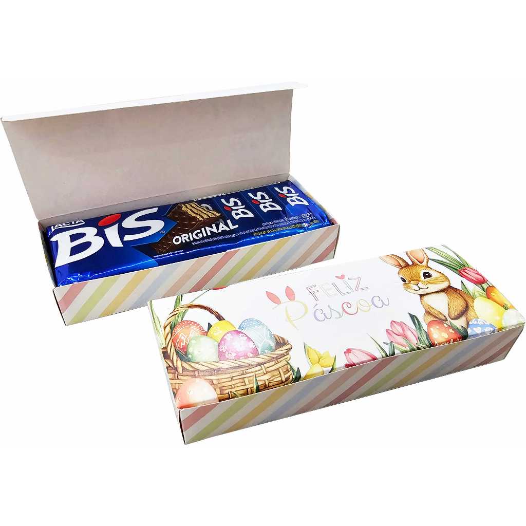 10 Embalagem Capa Porta Chocolate Bis Aquarela Pascoa - Chocolate