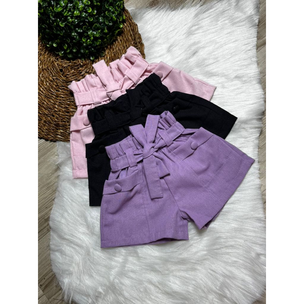 Kit 3 Shorts Linho Meninas 04 ao 10 anos