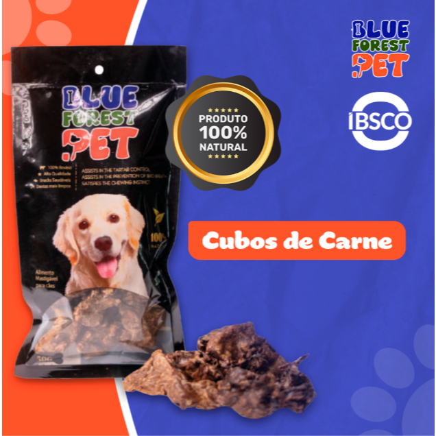 Mordedor Natural Desidratado Pet Petisco Cubos de Carne Blue Forest Pet 100g