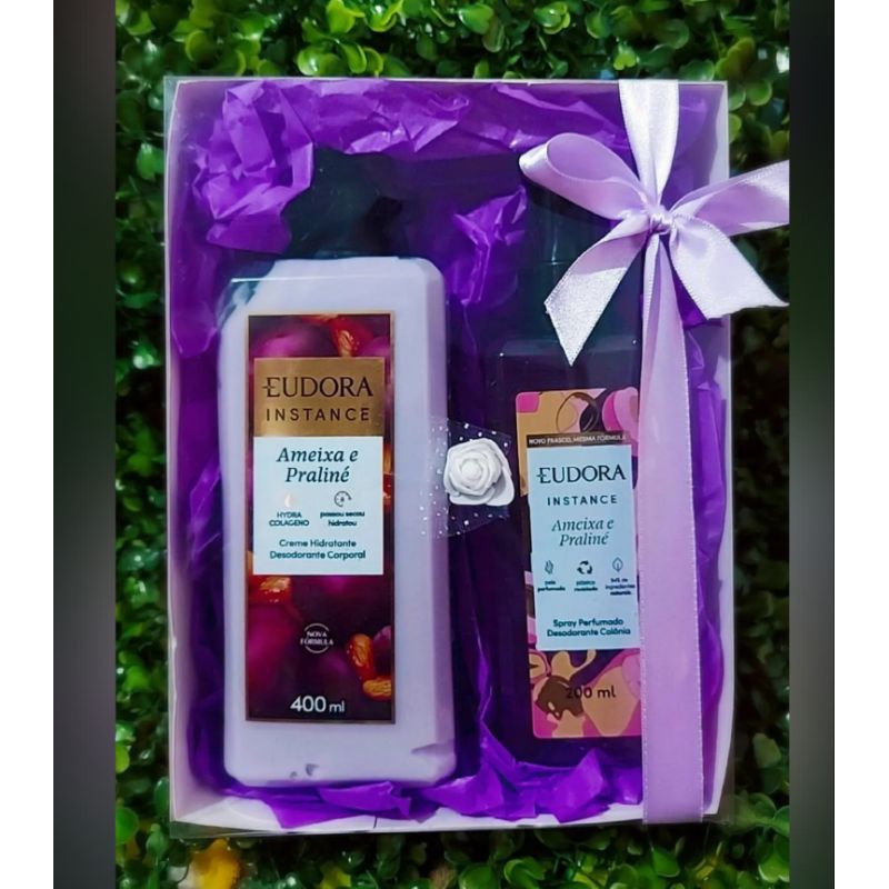 kit presente Eudora Instance Ameixa e Praline Loção hidratante 400ml + Body Splash 200ml