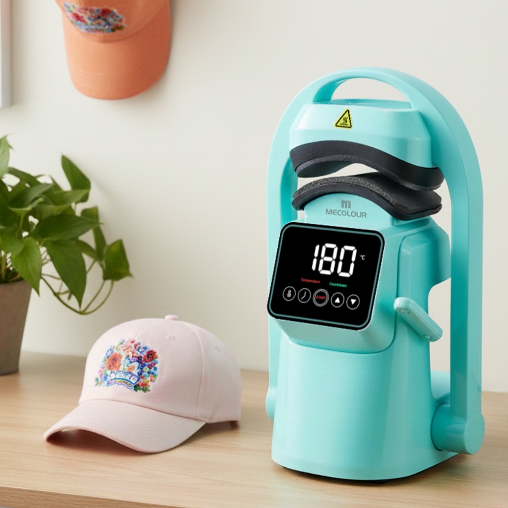 Prensa Térmica Automático Para Bonés 3 Em 1 Mecolour Azul-turquesa 127V Máquina Automática De Transferência em Oferta na Shopee