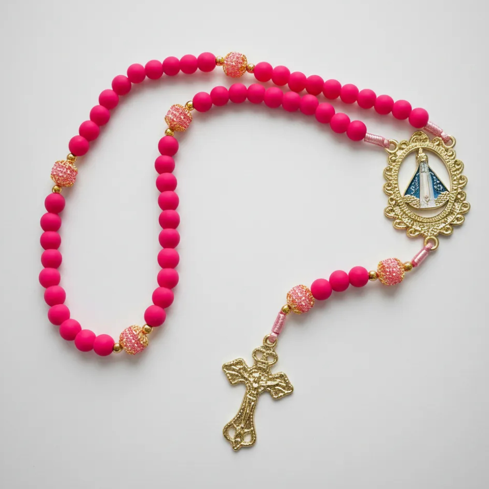 Terço Católico Nossa Senhora Aparecida Artesanal – Luxo, Presente Religioso