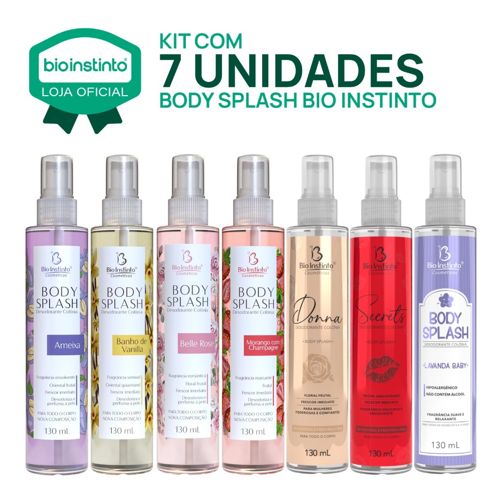 07 UN BODY SPLASH 130ML Bio Instinto Desodorante Corporal Colônia Perfume Fragrância Irresistível em Oferta na Shopee