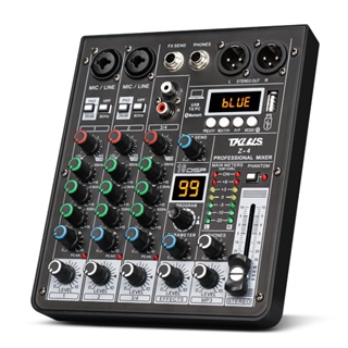 Mesa de som 4 canais Com Mixer Equalizador Efeitos 48v Bluetooth PC Mp3 alimentação USB 12V em Oferta na Shopee