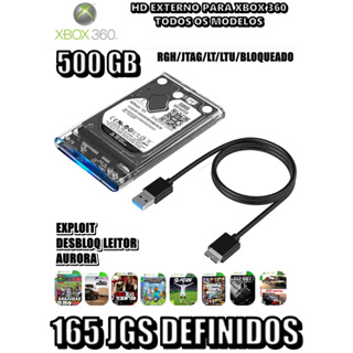 HD GAMER EXTERNO XBOX 360 165 JGS BLOQUEADO/RGH/JTAG/LT/LTU/LT2.0/3.0 165 JGS em Oferta na Shopee