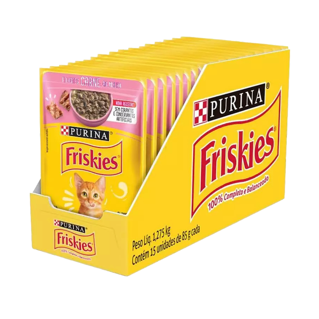 Ração úmida Friskies Sabores Variados para Gatos 15x85 g em Oferta na Shopee