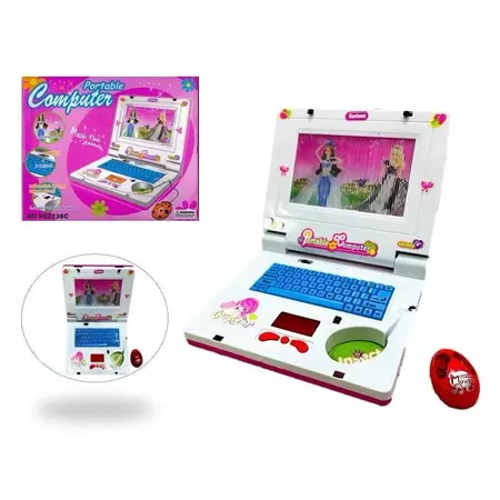 Mini notebook infantil laptop de brinquedo musical com luzes princesas