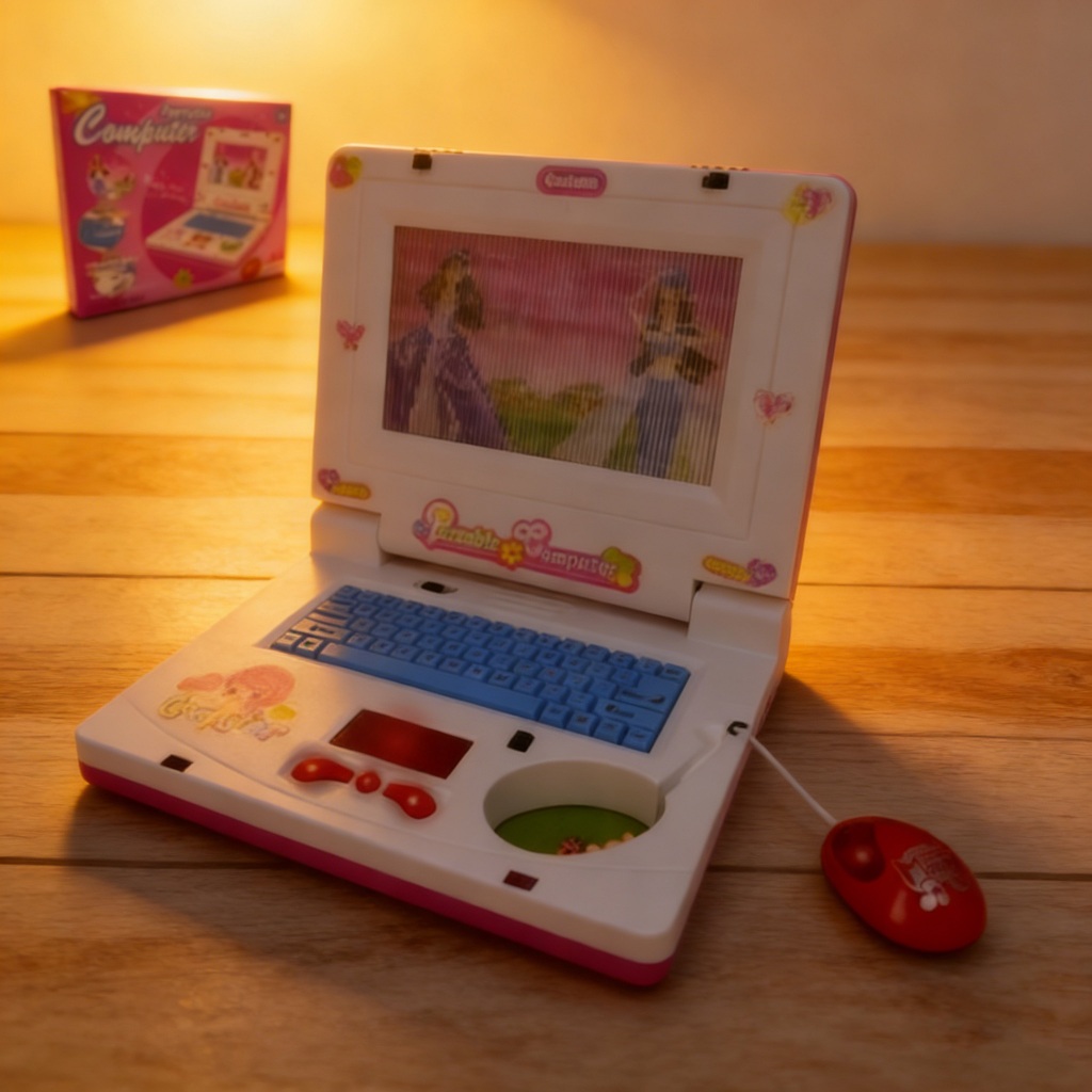 DLI Mini notebook infantil laptop de brinquedo musical com luzes princesas Presente de Ano Novo