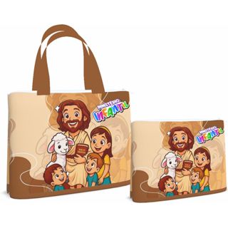 Bolsa Sacola Pasta Ecobag + Necessaire 45x35_ Ministério Infantil em Oferta na Shopee