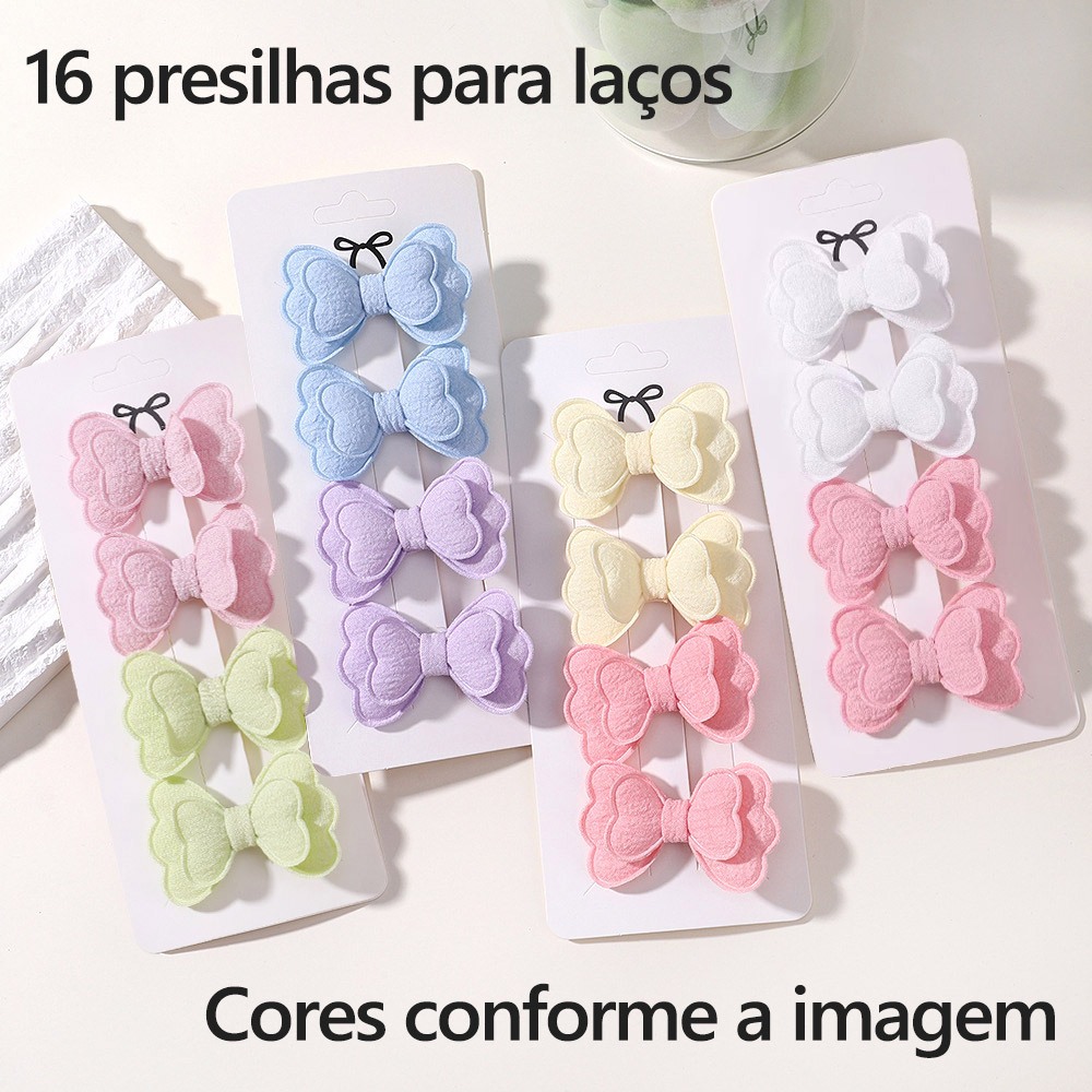 Conjunto de 16 pcs de cabelo para  garota，cada um com um laço, feitos à mão.