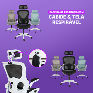 Cadeira Escritório Cabide Giratória Ergonômica Tecido Respirável Mesh Apoio de Lombar até 150Kg em Oferta na Shopee