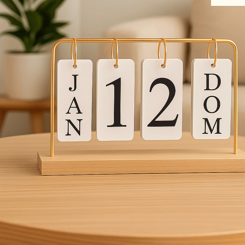 Calendário de Mesa Decorativo com Plaquinhas Preto Rose Dourado Permanente Escritório em Oferta na Shopee