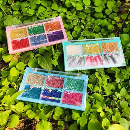 Paleta de Sombras Com 6 Cores Glitter em Gel Sparkling D'hermosa--HF061 Look  Maquiagem Brilho Carnaval